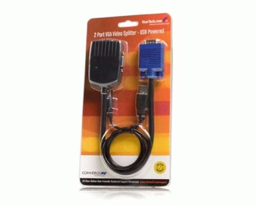 StarTech.com 2 Port VGA Video Splitter - Monitor Splitter Kabel mit Stromversorgung über USB - 1 x VGA (Stecker) 2 x VGA (Buchse)/USB