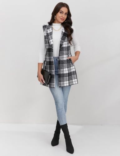 Image of IDEALSANXUN Plaid Vest for Women Fall Winter Sleeveless Blazer Jackets
