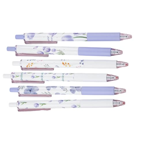 6PCSフラワー格納式ジェルペン0.5mmクイック乾燥ジャーナリングペンオフィスライティングツール描画ジャーナリングエレガントな楽器