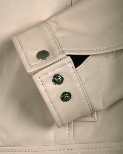 Image of fjackets Men's Real Lambskin Leather Jacket - Shirt-Collar Moto Biker Style Year-Round Wear