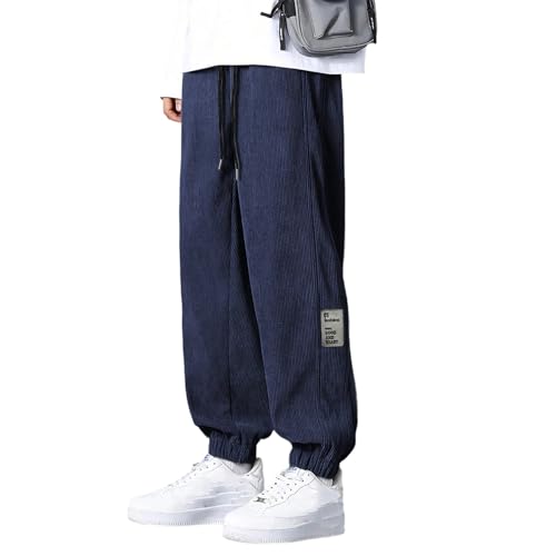 Men's Baggy Corduroy Sweatpants Straight Leg Casual Elastic Bottom Athletic Workout Joggers Sweat Pants,S-2XL