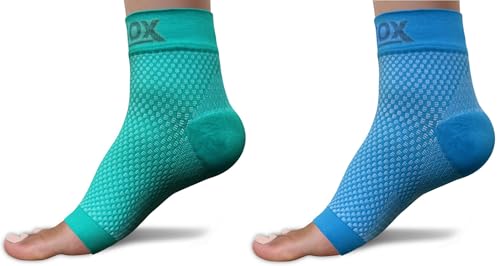 SB SOX - 2 Pairs Plantar Fasciitis Relief Socks (Green, Medium + Blue, Medium)