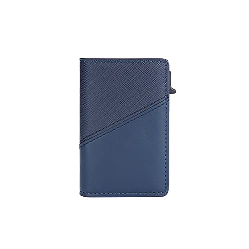 Pop Up Credit Cards Holder Wallet With Cash Clip,RFID Blocking Bank Card Case for Notes, PU Leather Purse For Men and Women (Blue)