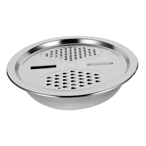 BAZEITFLOW 多機能ステンレス製ドレインバスケット 野菜スライサー兼用 米と果物の水切りボウル キッチン用多用途ザル 掃除簡単で収納便利