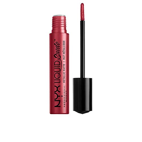 NYX PROFESSIONAL MAKEUP Liquid Suede Metallic Matte Lipstick - Modern Maven (Deep Wine With Blue Brown Pearl)