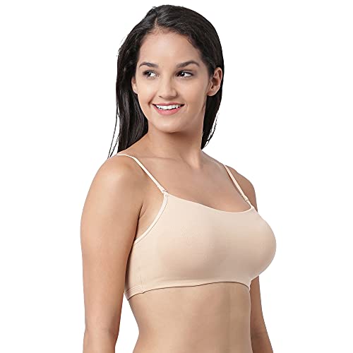 Image of Enamor Moulded Double Layer Front Women's Cotton Cami Bra - Detachable Slim Straps with Back Keyhole, Non Padded, Wirefree, High Coverage - A022 (Pack of 2)
