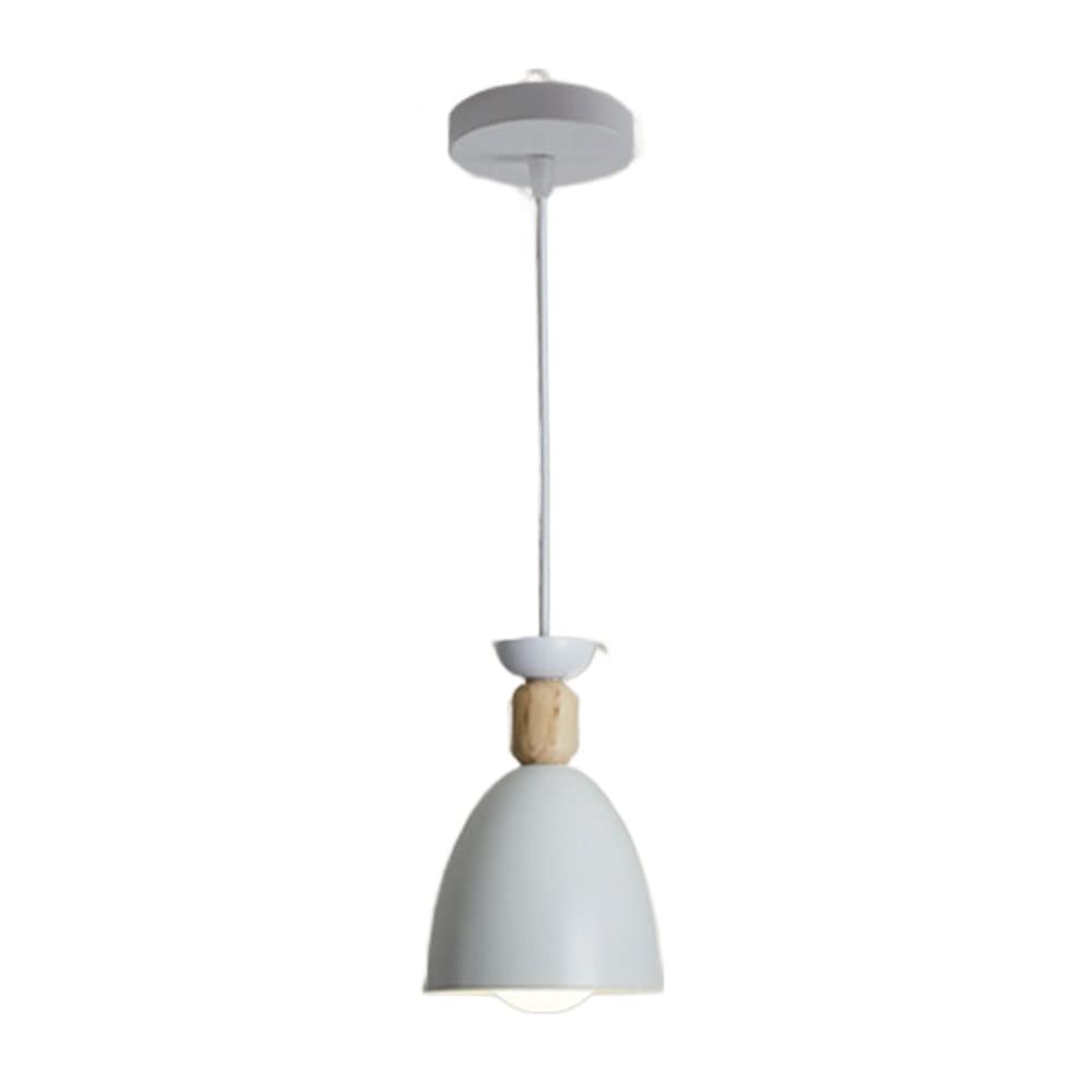 1-Pack Wood Metal Hanging Lamp Macaron Fashion Design Chandeliers Shade(White)