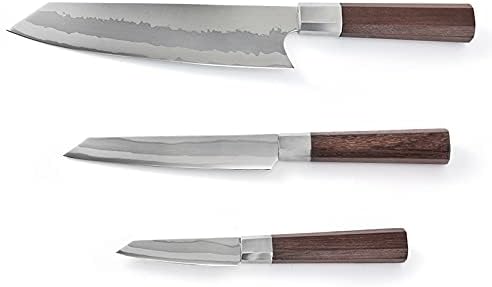 Set Cuchillos Cocina 3 Piezas Acero Inoxidable Madera