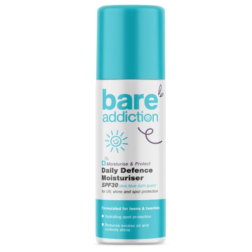 Bare Addiction 50ml Daily Defence Skincare Moisturiser for Spot Protection: Reduces Excess Oils and Controls Shine: SPF30 Sun Protection