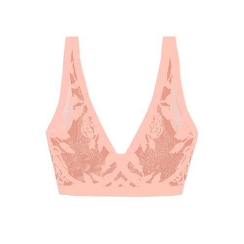 Image of EBY Sheer Mesh Bralette for Women Seamless Wireless Bra with Support - Without Metal Wire