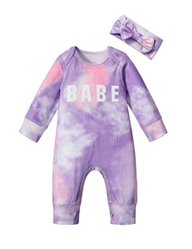 Image of Von kilizo Baby Girl Clothes Cute Floral Infant Newborn Baby Clothes for Girls Letter Print Snap Baby Girl Romper Jumpsuit