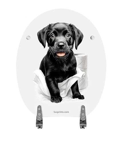 Looprints Welpen-Roll-Toilettensitz, schwarzer Labrador-Welpe, Bauernhaus-Dekoration, Geschenkidee