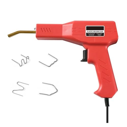 Soldadora roja de 50 W, pistola de soldar con 4 tipos de clavos, herramienta for reparar parachoques de coche, clavadora de garaje, máquina de PVC FáCil De Usar(Red with 200pcs)