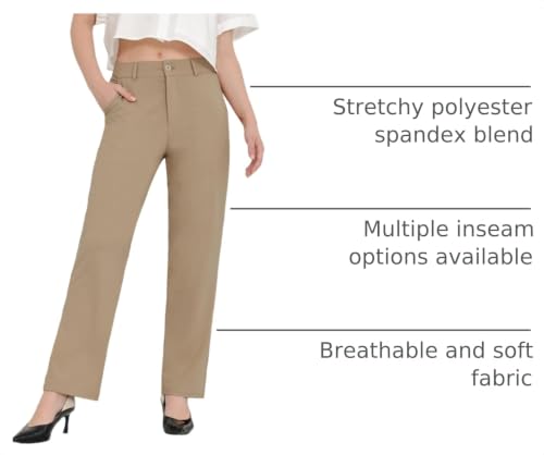 Image of Bamans Dress Pants Women Work Business Office Straight Leg Slacks