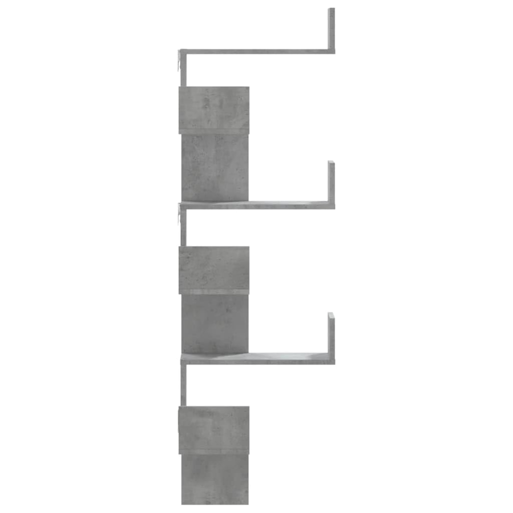 vidaXL Estantería de Pared de Esquina Madera Gris hormigón 45x45x147cm, Estante de Esquina, Estante montado en la Pared, Estante de exhibición de Pared