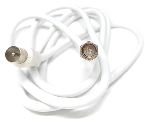 DRUT 1.5m RF TV Aerial Male to F Type Connector Male Plug Coaxial Coax Cable, Lead, 75 Ohm, 3C-2V 5ft White Nickel Connectors - Image 3