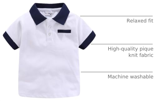 Image of Mud Kingdom Boys Polo Shirt Short Sleeve School Uniform Pique Polo Summer