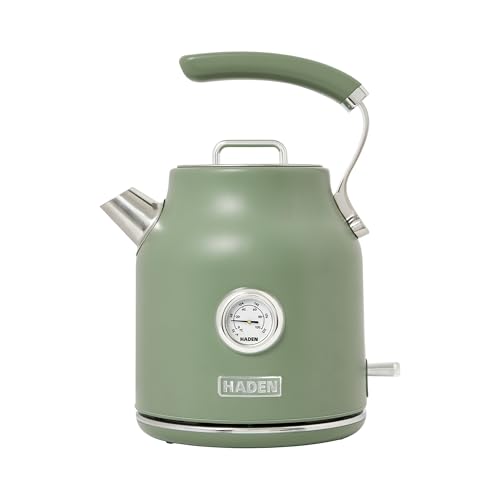 Haden Dorset 1.7 Liter Stainless Steel Electric Kettle, Hot Water Kettle with 360-Degree Base and Auto Shutoff, Cedar Green & Chrome