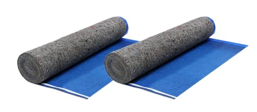 Image of AMERIQUE 200SQFT Super Quiet Felt Underlayment Heavy Duty 3mm Padding with Vapor Barrier & Tape, Royal Blue, Pk of 2, 100SQFT Per Roll