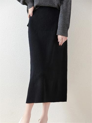Women's Wool Knitted Skirt Slim Fit Versatile Winter Long Drawstring Skirt4