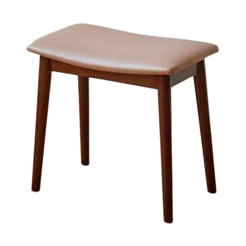 Taburete bajo minimalista en madera maciza marrón con acabado premium 2