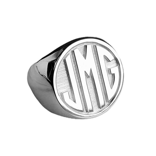 Personalized Monogram Initial Ring 925 Silver Signet Chevalier Ring Custom Letter Rings