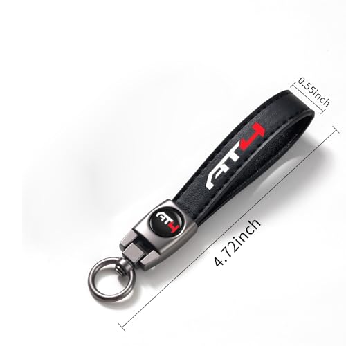 Image of leather car keychain set for GMC AT4,men and women family present keychain key ring lanyard accessories (black)