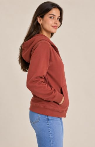 Image of SANE ORIGINALS Women's Cotton Blend Fleece Zip Up Hoodie Sweatshirt, Warm Winter Full Zip Jacket with Kangaroo Pockets