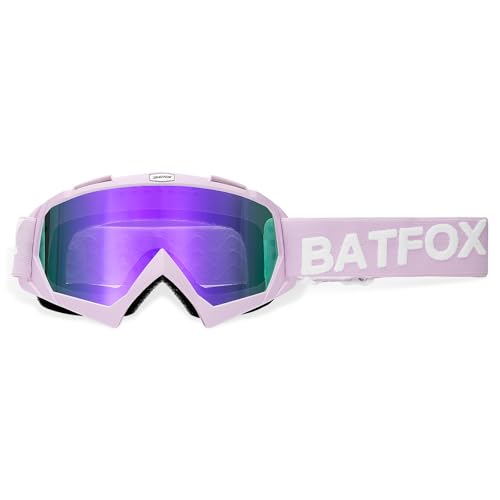 Image of BATFOX Motorcycle Glasses Goggles Dirt Bike Motocross Safety ATV Tactical Riding (HD Violet-Violet, Adult)