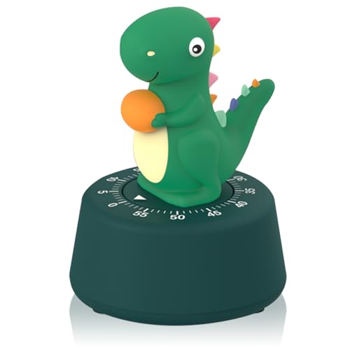 ELE DEPI 60 Minutes Mechanical Kitchen Timer,Cute Dinosaur Timer for Kids,Wind Up Egg Timer for Cooking,Reading,Classroom and Do Sports. (Dark Green)