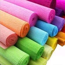 Onlinesalescantt Flower/Making/Duplex, Crepe, Art Craft Wrinkled Paper for Wall, Festival Decoration, Pooja Room Sajawat (Multicolour, 40 x 25 cm) - Set of 10 crushed paper-image-47
