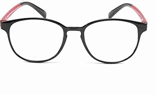 Progressive Blue Light Blocking Reading Glasses, Anti-Glare, Multifocal, Hydro Wide Corridor, Distance 0, Reading 1.00 to 3.00 Round Black And Red Frame