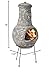 Outdoor Clay Chiminea Fireplace Sun Design Wood Burning Fire Pit with Sturdy Metal Stand, Barbecue, Cocktail Party, Cozy Nights Fire Pit (Stone Grey)