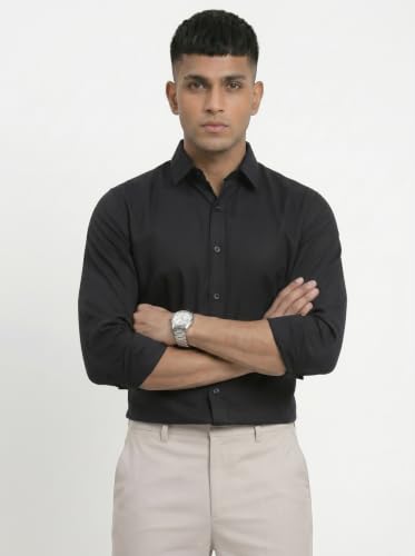 Image of DOXIC Men's Cotton Shirt with Spread Collar Neck Full Sleeves Classic Style Solid Pattern Regular Fit and Standard Length | Formal & Casual Wear Shirts