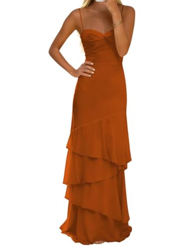 Robe de soirée sans manches SAYNO fine mousseline à volants