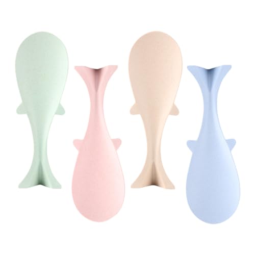 SOLUSTRE 4Pcs Non Stick Rice Spoons Wheat Straw Meal Scoopers Easy to Clean Rice Paddle for Home Kitchen Use Scratch Resistant Utensils Mixed Colors