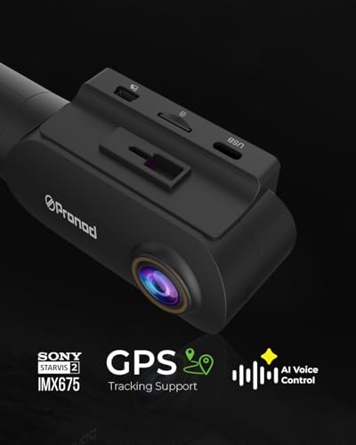 Image of PRONOD 6K Triple Dash Cam for Car Front and Rear | Dashcam for Car with Mic | AI Voice Control, ADAS, 2.45 inch Display, Sony Starvis 2 Sensor, GPS Tracking, WiFi App, 24H Parking Mode, Supports 512GB