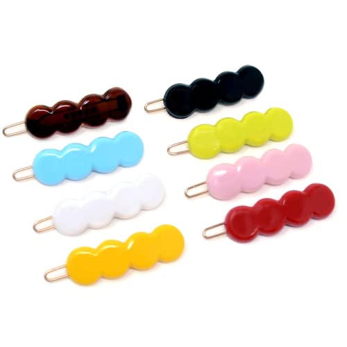 Parcelona French Circle Scallop Small 1 1/2â€ Celluloid Set of 8 French Hair Slide Clips for Women Tige Boule Metal Clasp Side Slide-in Barrette Clip Paris Hair Accessories for Women Strong Hold No Slip Grip Fashion Durable and Styling, Made in Fran