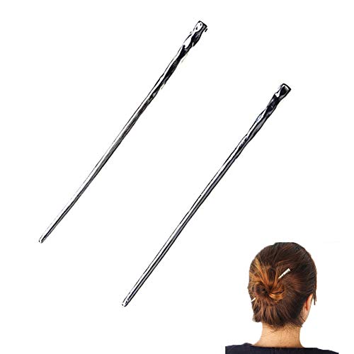 YILE Set of 2 Hair Sticks Chinese Hairpin Metal Hair Accessories Classic Hair Accessories for Women Lady Girls (Silver)