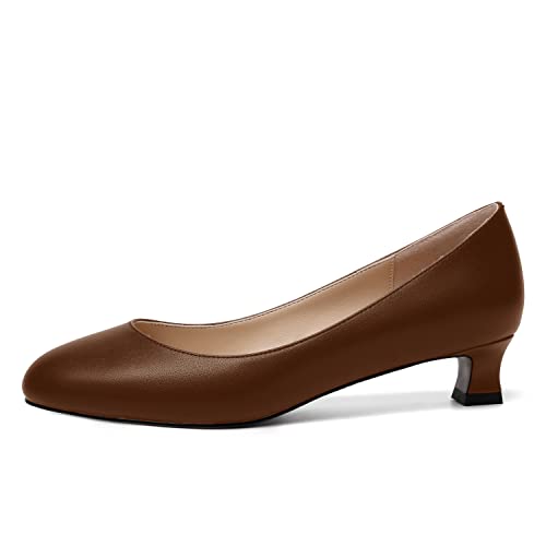 MOVINSTEPS Womens Dating Matte Slip On Round Toe Dress Spool Low Heel Pumps Shoes 1.5 Inch2