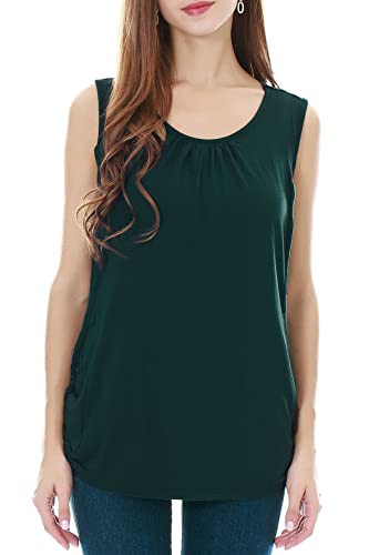 Smallshow 3 Pack Tops Lactancia Mujer Camiseta Sin Mangas,Black-Deep Green-Teal,L