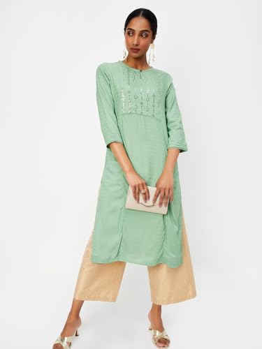 Image of Max Women's Rayon Regular Fit A Line Kurta