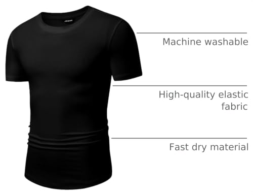 Image of JMIERR Mens Short Sleeve T Shirt Summer Muscle Slim Fitted Crewneck Longline Tees Shirts for Gym Workout