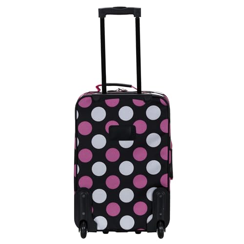 Image of Rockland Fashion Softside 2 Piece Luggage Set, Expandable, (14 inch Tote /19 inch Upright), Multi Pink Dot