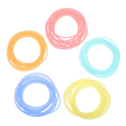 BESPORTBLE Elastic Neon Bracelets 50pcs Glow in The Dark Silicone Bands Kids Bean Bags Neon Bracelets Sports Training