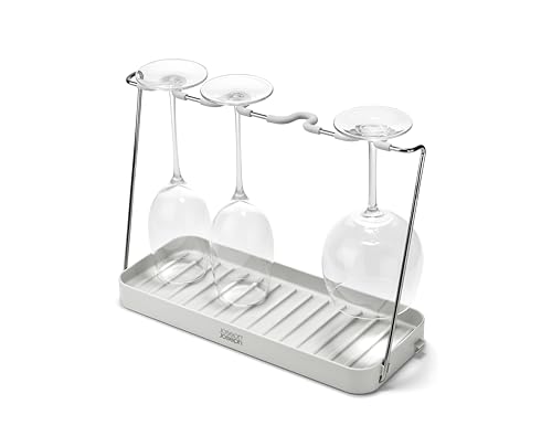 Joseph Joseph DrySmart Folding Stemmed Wine Glass Drying Rack, Space-Saving Draining Board Organizer, Made from Recycled Plastic