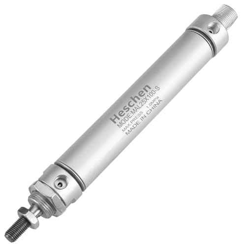 Heschen Schmaler Druckluftzylinder, MAL 25-100-S, PT1/8-Anschluss, 25 mm Bohrung, 100 mm Hub, Doppelwirkung, Endschalter