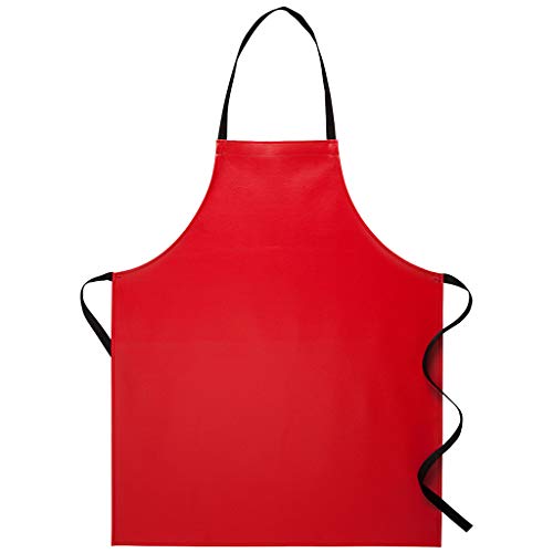 DayStar Apparel 6210 No Pocket Vinyl Apron (12 Pack), Red