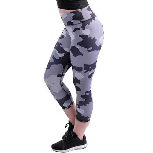 CompressionZ Women's Compression Capri Leggings High Waisted Performance Shaping Gym, Pilates, Travel, Yoga, Workout Pants Camo Medium