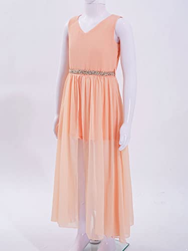 FEESHOW Girls V Neck Maxi Romper Dress with Short Jumpsuit Junior Bridesmaid Wedding Dance Party Gown4